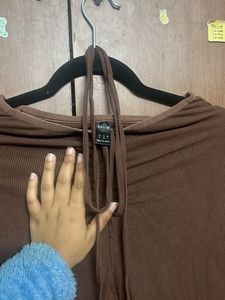 Brown Tie Detail Lounge Pants