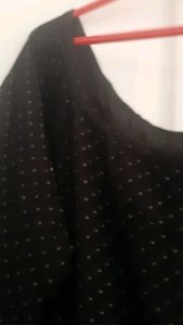 H&amp;M black polka dots long dress