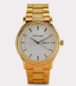 Titan Analog Watch Gold Case