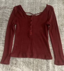 Burgundy Criss-Cross Back Top