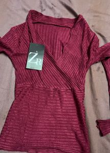 Burgundy Wrap Top - ZR