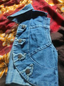 Blue denim Crop Jacket