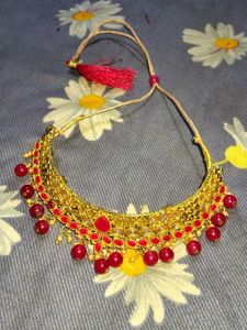 Red & Gold Tone Indian Necklace