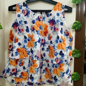 Floral Ruffle Sleeveless Top