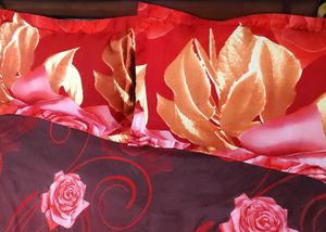 Red 🔴Floral Double Bed BedSheet With Pillow
