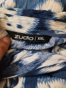 plus size Blue Floral Print Shirt