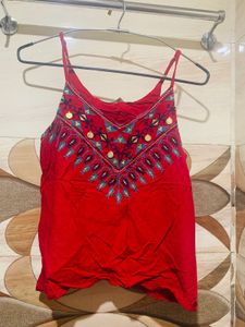 Red Top With Deatails