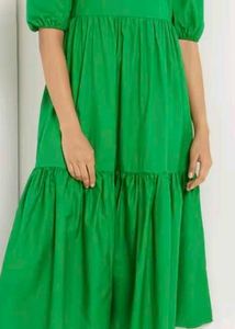 Green Puff Sleeve Maxi Dress