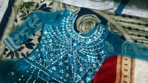 Teal Embellished Ethnic Gown only worn one time