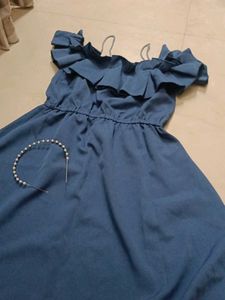 Blue Off-Shoulder Mini Dress