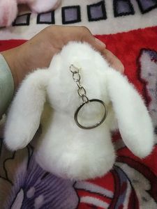 🐇Pink and white Bunny Plush Keychains🐰🥕