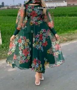 Organza Suit With Pant And Dupatta