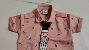 Cute Pink Kids Shirt with Tie