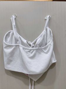 Cute White Tie-Front Tank Top