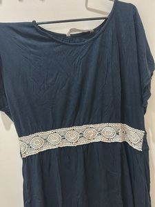 Black Casual Dress with Crochet Detail