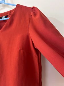 Rust brown Smart Casual V neck Top size S