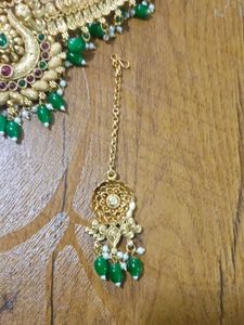 Gold With Green Drop Bridal Jewellery Set