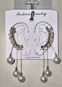 brand new crystal &amp; pearl ear cuff