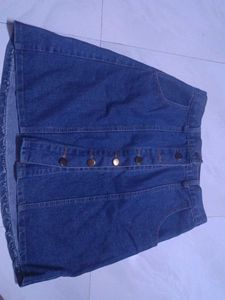 Denim Button-Front Skirt