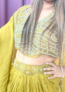 Chartreuse Embellished Indo Western Set