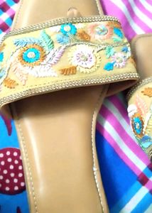 Embroidered Slide Sandals