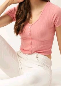 Dressberry Pink Ribbed Top