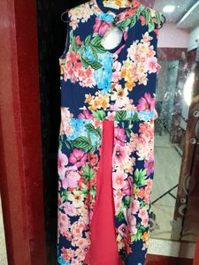 Floral Print Dress With Attached Jacket