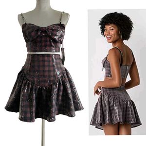 Sequin Plaid Two-Piece Set