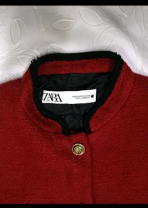 Zara Red Boucle Tweed Blazer(jacket)