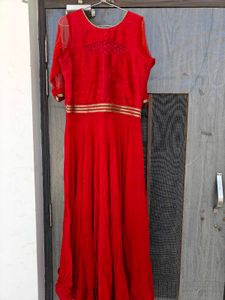 Red Stunning Gown With Duppatta