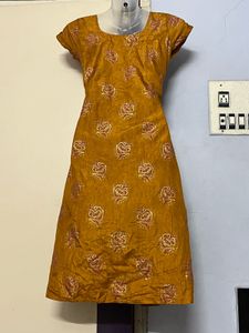 Pintrest Full Sequence Floral Mustard Kurta
