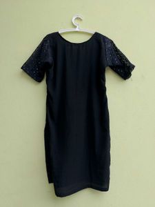 Premium Black Sparkle Detail Dress