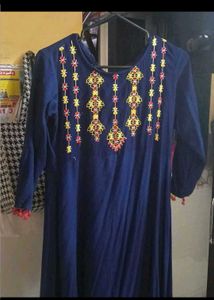Embroidered Navy Blue anarkali