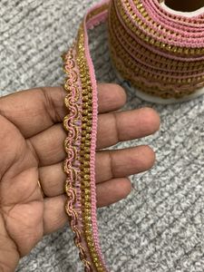 50% Clearance Sale Pink And Gold Lace Border