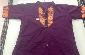 Purple Straight Neck Collar Kurti