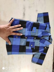 Chack Shart= Half Sleeve =4_5 Years Baby =Blue Colour= Dual Pocket