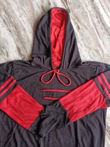 L Size Stylish Black &amp; Red Hoodie