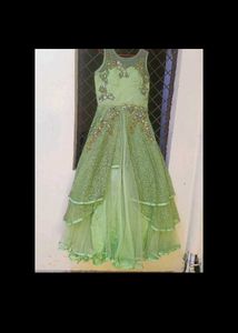 Green Embellished Tiered Dress