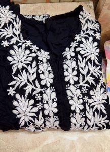 Black Embroidered Kurti Set