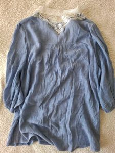 Blue Lace Collar Top