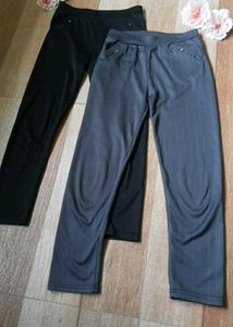 Dual-Tone Cropped Active Pants Set (Combo)
