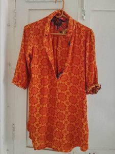 Orange Printed Kurta