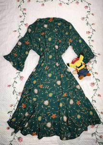 Floral Print Green Dress