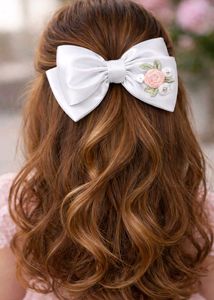Floral Embroidered Hair Bow pack of 1