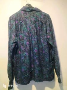Rayon Black Shirt With Green And Pink Multi Colour With Simple Design
