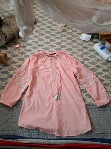 Peach Embroidered Top
