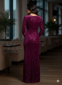 purple Sequin Party Gown XXL