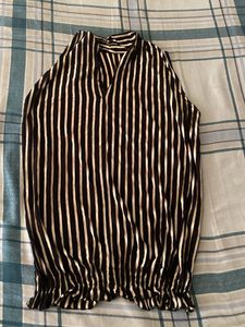 Black & Beige Striped Top