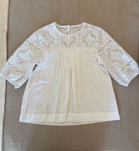 New White Lace Detail Top