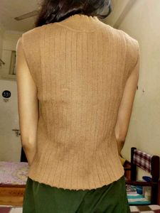 Tan Sleeveless Knit Top